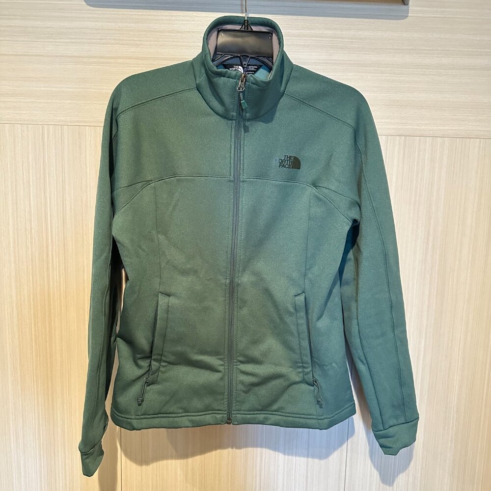 North Face green fleece-lined stretch jacket, small - barely used!